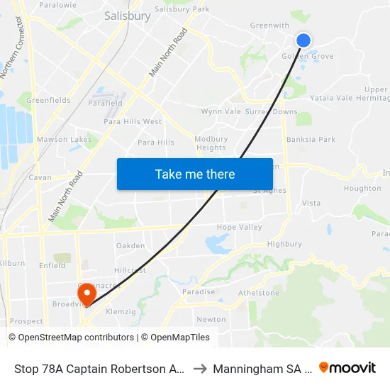 Stop 78A Captain Robertson Ave - South side to Manningham SA Australia map