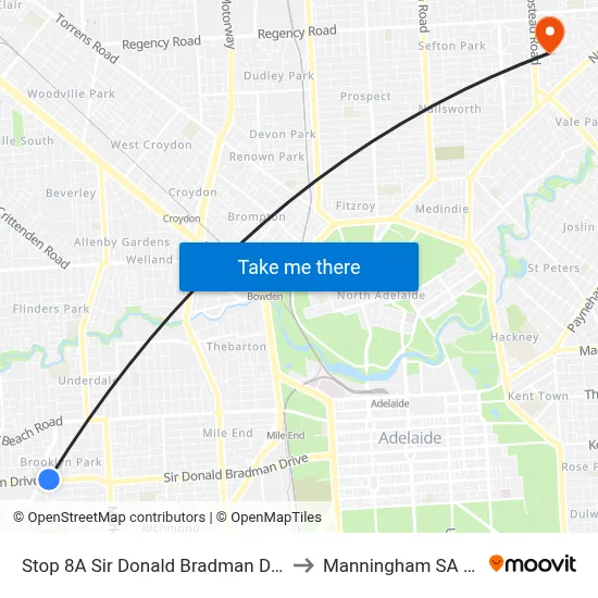 Stop 8A Sir Donald Bradman Dr - North side to Manningham SA Australia map