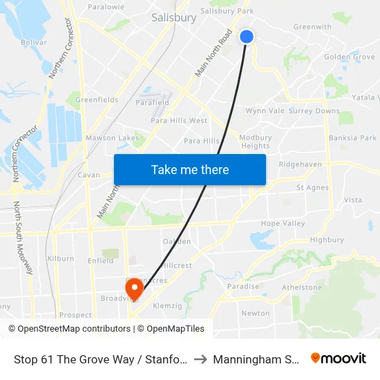 Stop 61 The Grove Way / Stanford Rd - North side to Manningham SA Australia map