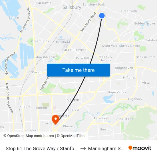 Stop 61 The Grove Way / Stanford Rd - South side to Manningham SA Australia map