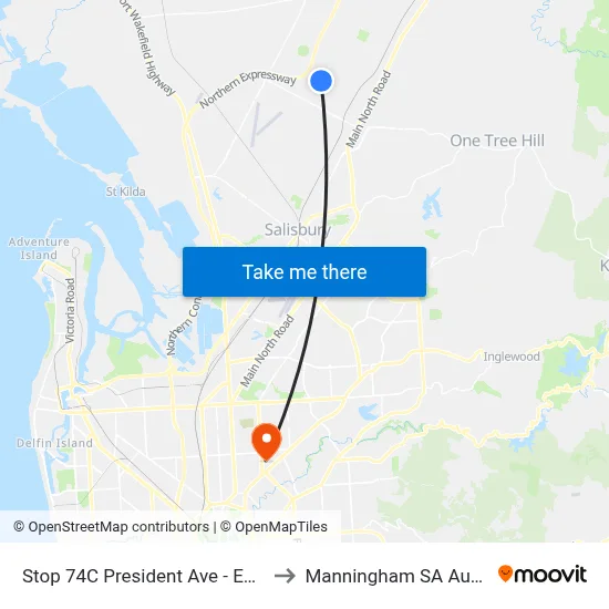 Stop 74C President Ave - East side to Manningham SA Australia map