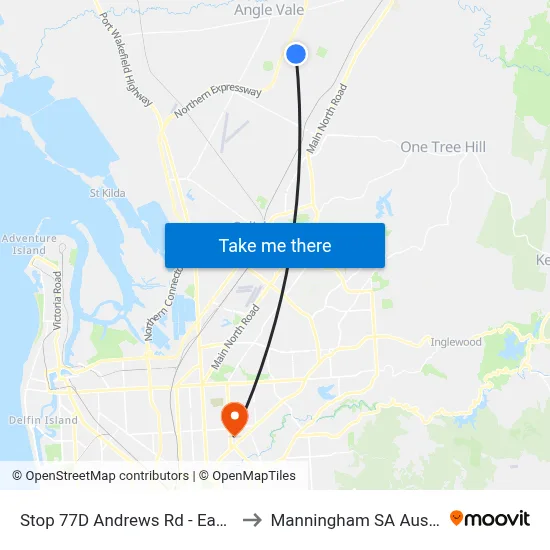 Stop 77D Andrews Rd - East side to Manningham SA Australia map