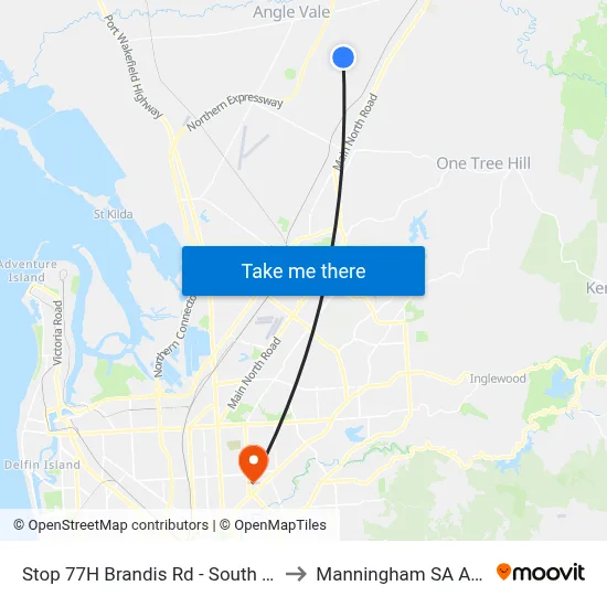 Stop 77H Brandis Rd - South West side to Manningham SA Australia map