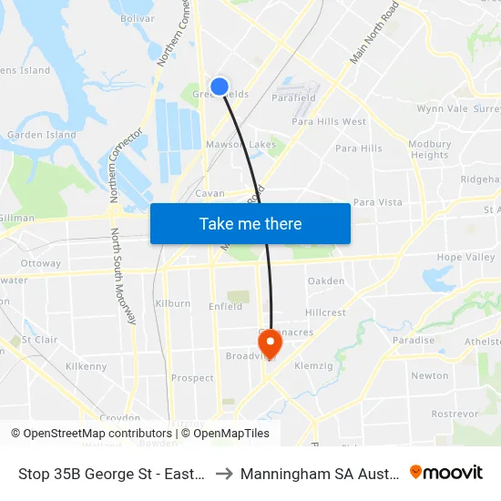 Stop 35B George St - East side to Manningham SA Australia map