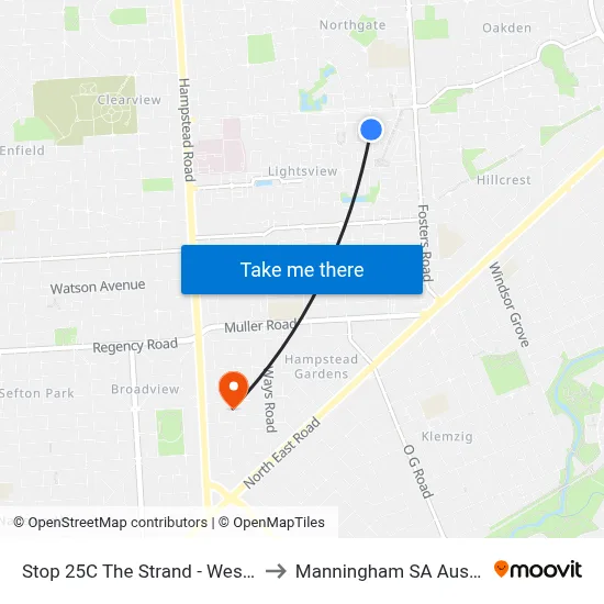 Stop 25C The Strand - West side to Manningham SA Australia map