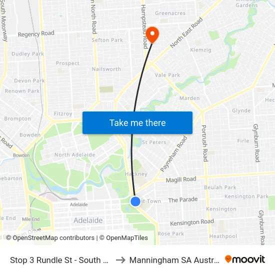 Stop 3 Rundle St - South side to Manningham SA Australia map