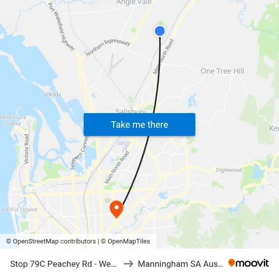 Stop 79C Peachey Rd - West side to Manningham SA Australia map