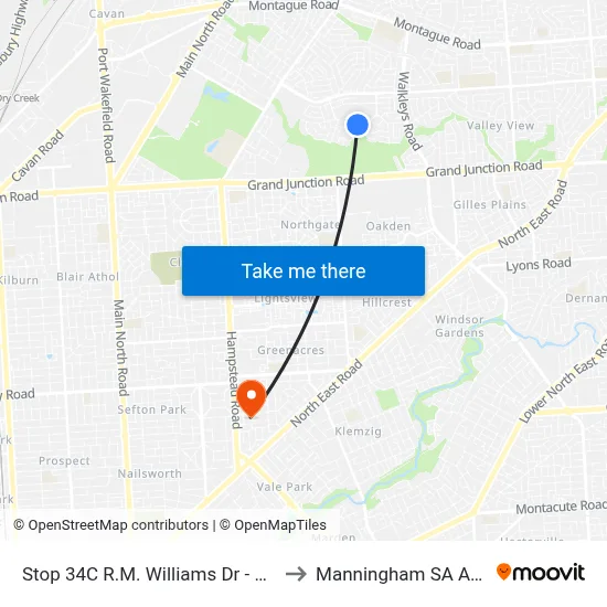 Stop 34C R.M. Williams Dr - South side to Manningham SA Australia map