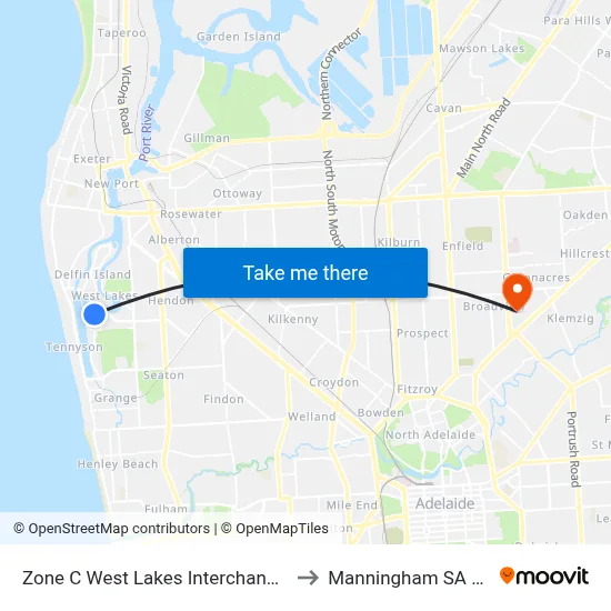 Zone C West Lakes Interchange - East side to Manningham SA Australia map