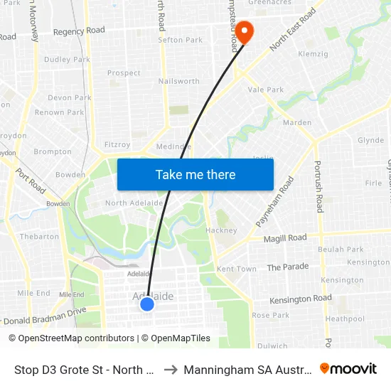 Stop D3 Grote St - North side to Manningham SA Australia map