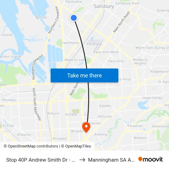 Stop 40P Andrew Smith Dr - North side to Manningham SA Australia map