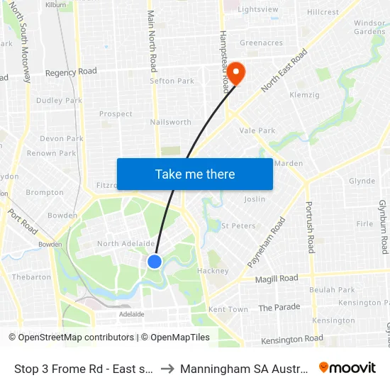 Stop 3 Frome Rd - East side to Manningham SA Australia map
