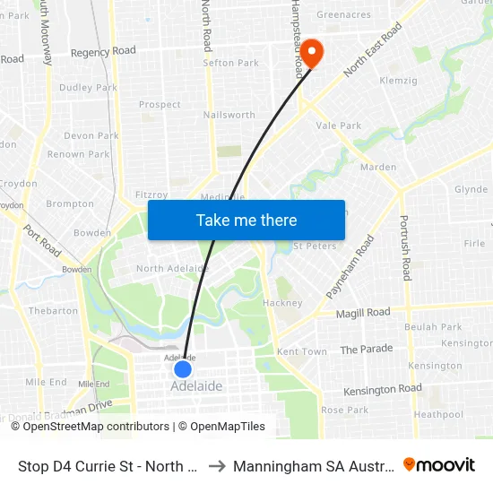 Stop D4 Currie St - North side to Manningham SA Australia map