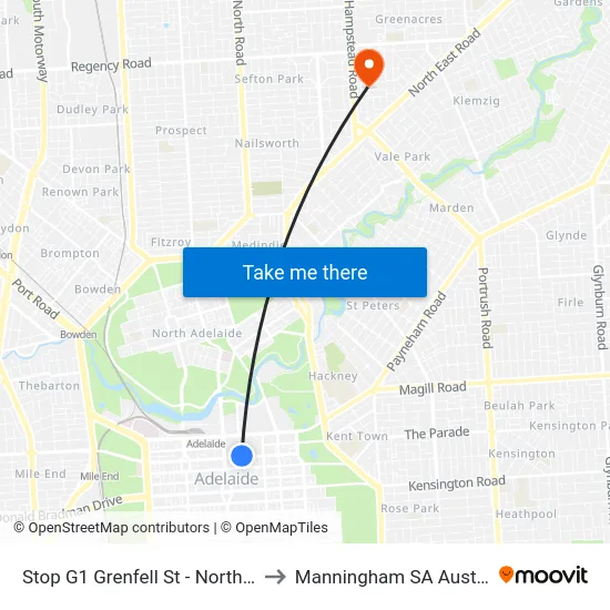 Stop G1 Grenfell St - North side to Manningham SA Australia map
