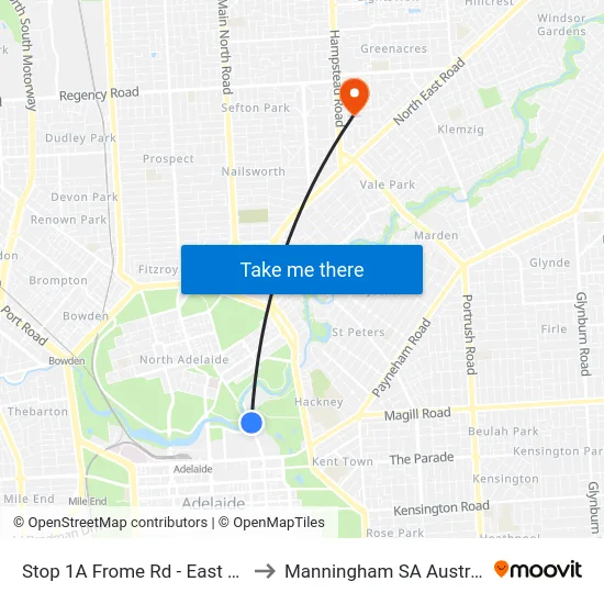 Stop 1A Frome Rd - East side to Manningham SA Australia map