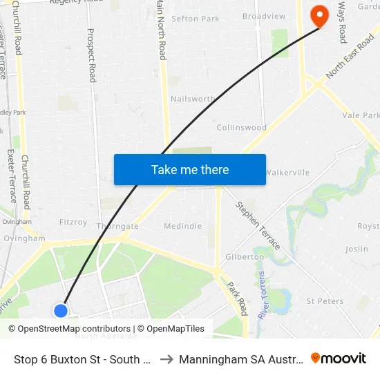 Stop 6 Buxton St - South side to Manningham SA Australia map