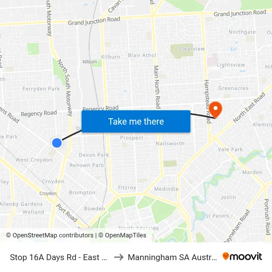 Stop 16A Days Rd - East side to Manningham SA Australia map