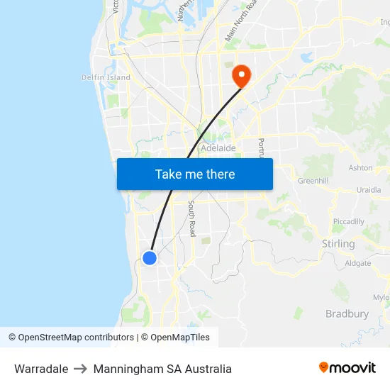 Warradale to Manningham SA Australia map