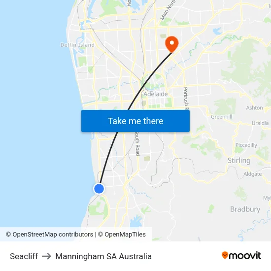 Seacliff to Manningham SA Australia map