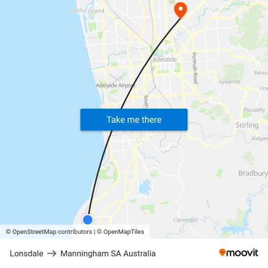 Lonsdale to Manningham SA Australia map