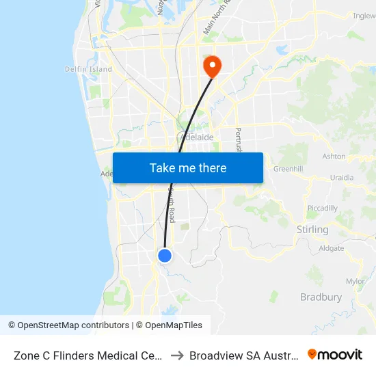 Zone C Flinders Medical Centre to Broadview SA Australia map
