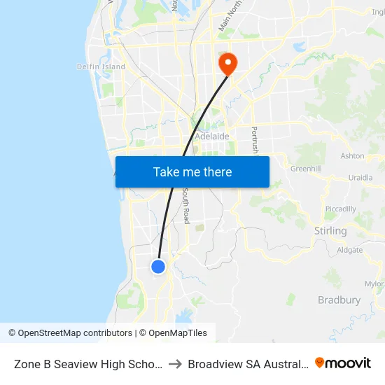 Zone B Seaview High School to Broadview SA Australia map