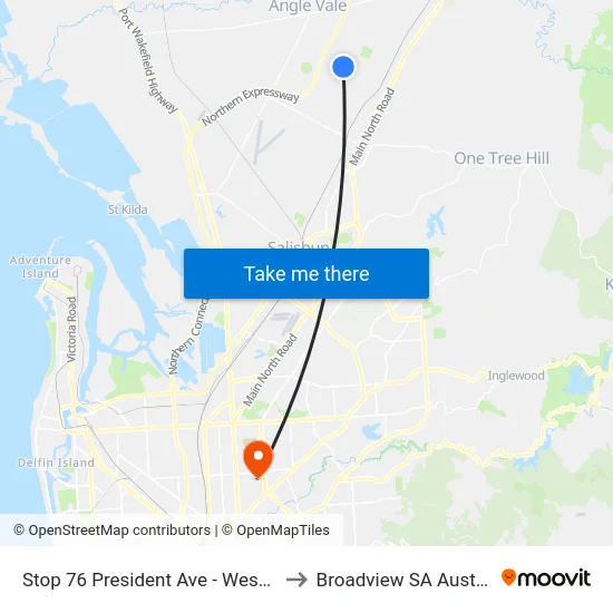 Stop 76 President Ave - West side to Broadview SA Australia map