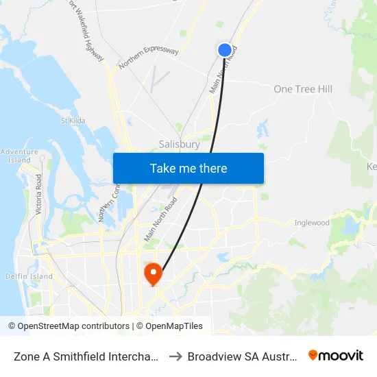 Zone A Smithfield Interchange to Broadview SA Australia map