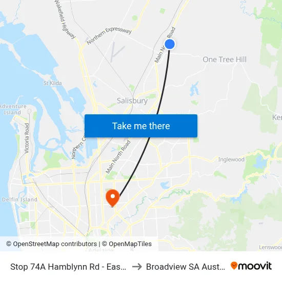 Stop 74A Hamblynn Rd - East side to Broadview SA Australia map