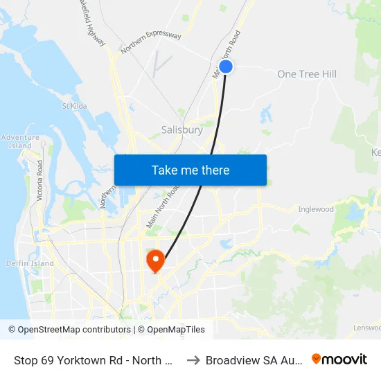 Stop 69 Yorktown Rd - North West side to Broadview SA Australia map