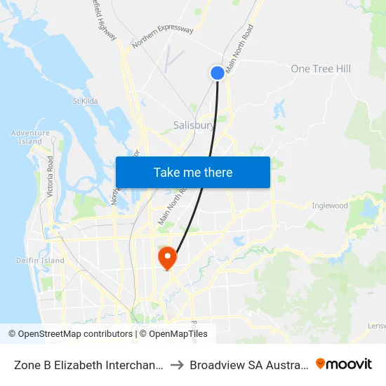 Zone B Elizabeth Interchange to Broadview SA Australia map