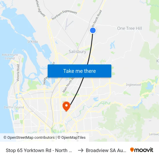 Stop 65 Yorktown Rd - North West side to Broadview SA Australia map