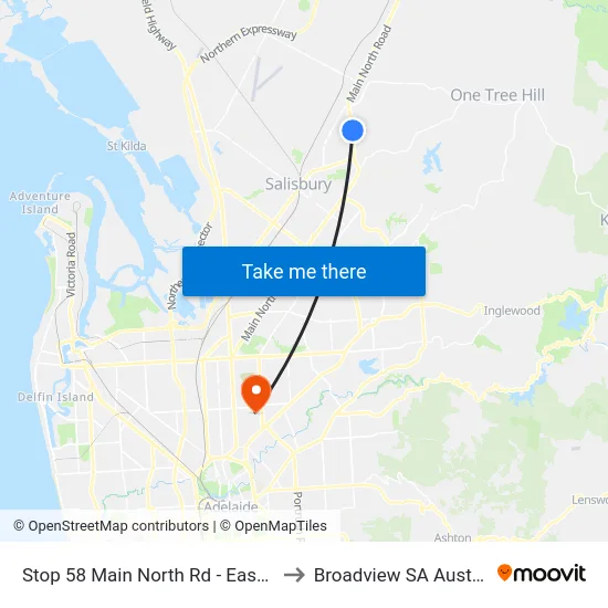 Stop 58 Main North Rd - East side to Broadview SA Australia map
