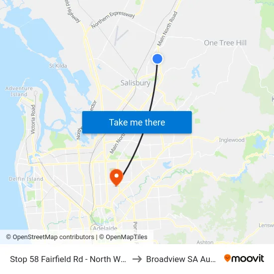 Stop 58 Fairfield Rd - North West side to Broadview SA Australia map