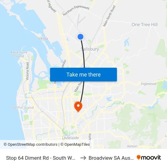 Stop 64 Diment Rd - South West side to Broadview SA Australia map
