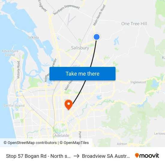 Stop 57 Bogan Rd - North side to Broadview SA Australia map