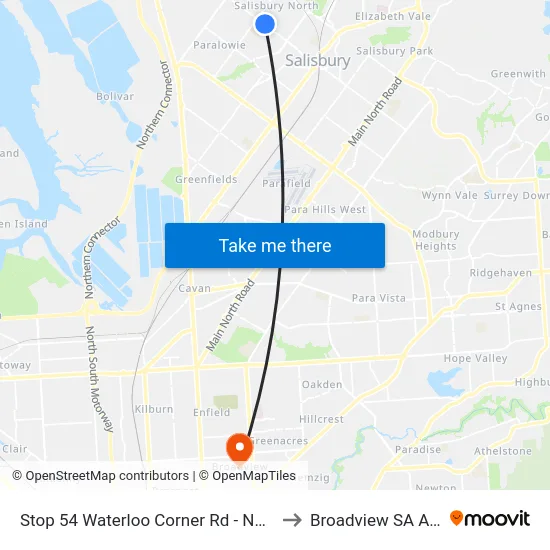 Stop 54 Waterloo Corner Rd - North East side to Broadview SA Australia map