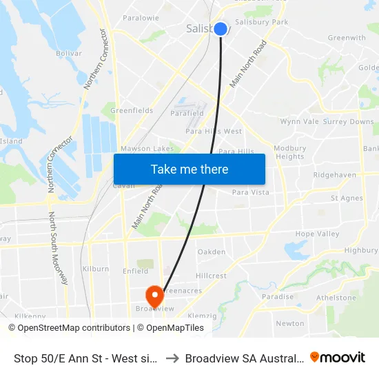 Stop 50/E Ann St - West side to Broadview SA Australia map