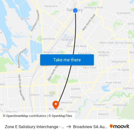 Zone E Salisbury Interchange - East Side to Broadview SA Australia map