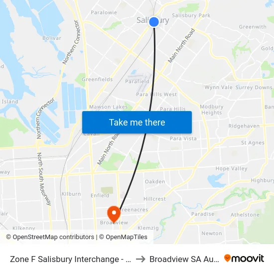 Zone F Salisbury Interchange - East Side to Broadview SA Australia map