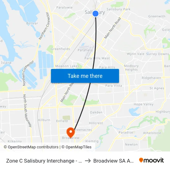 Zone C Salisbury Interchange - West Side to Broadview SA Australia map