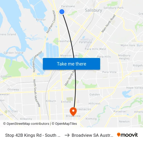 Stop 42B Kings Rd - South side to Broadview SA Australia map