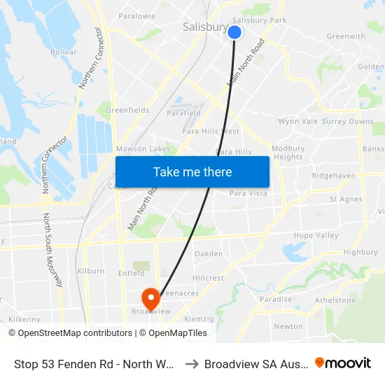 Stop 53 Fenden Rd - North West side to Broadview SA Australia map
