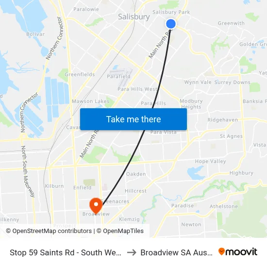 Stop 59 Saints Rd - South West side to Broadview SA Australia map