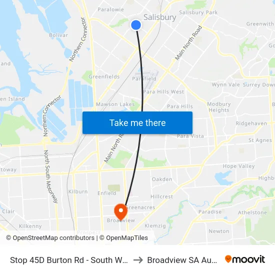 Stop 45D Burton Rd - South West side to Broadview SA Australia map