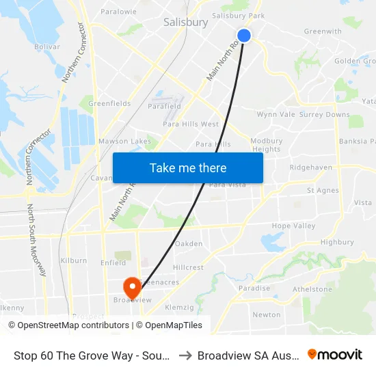 Stop 60 The Grove Way - South side to Broadview SA Australia map