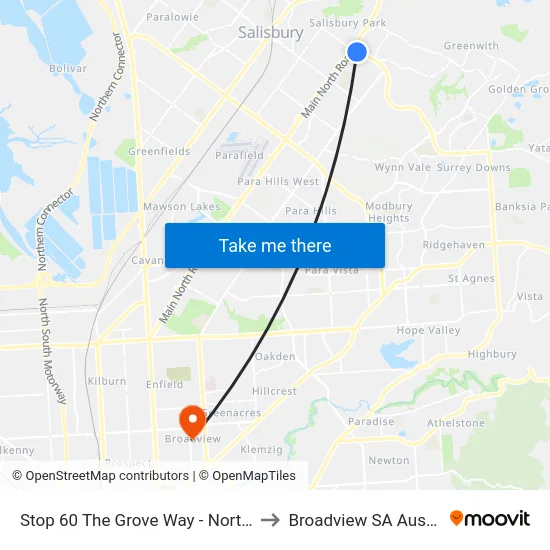 Stop 60 The Grove Way - North side to Broadview SA Australia map