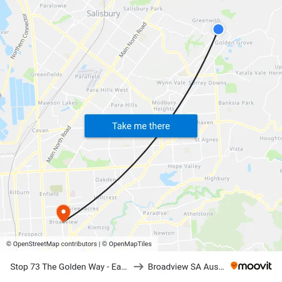 Stop 73 The Golden Way - East side to Broadview SA Australia map