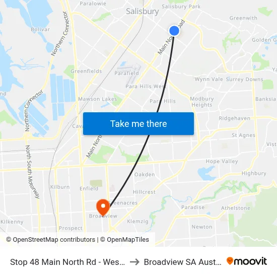 Stop 48 Main North Rd - West side to Broadview SA Australia map