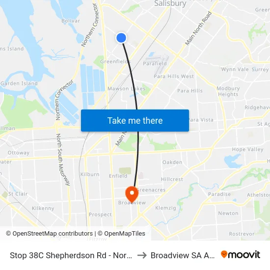 Stop 38C Shepherdson Rd - North East side to Broadview SA Australia map